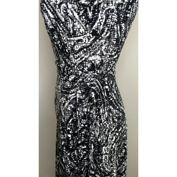 Ralph Lauren Sz 4 Full Wrap Easy Care Dress Black White Abstract Print Business - Picture 6 of 11